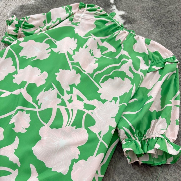 Melloday Floral Tie Neck Blouse Small - Picture 5 of 9